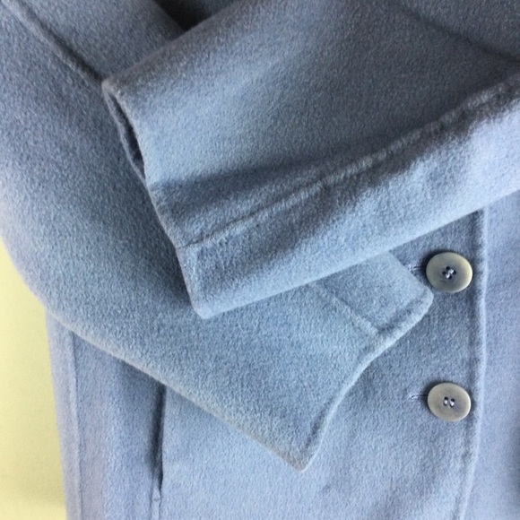 Talbots Wool Blend Double Breasted Notched Lapel 3/4 Sleeve Blue Pea Coat Sz 12P - Picture 8 of 10